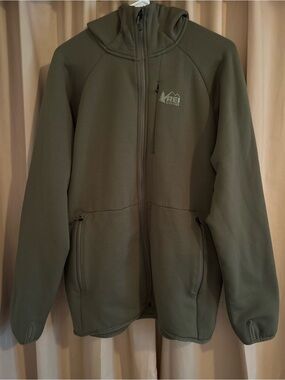 Rei Co-op Hyperaxis 2.0 Polartec Hooded Jacket W/ Thumbholes Sz L EUC